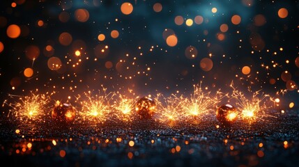 Vibrant Sparkles Glowing on Dark Background with Bokeh Effect