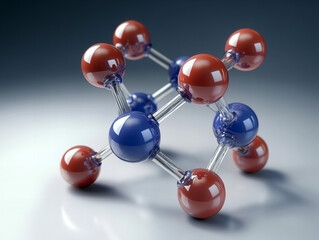 Obraz premium Visual representation of a molecular structure highlighting atoms and bonds in a creative arrangement