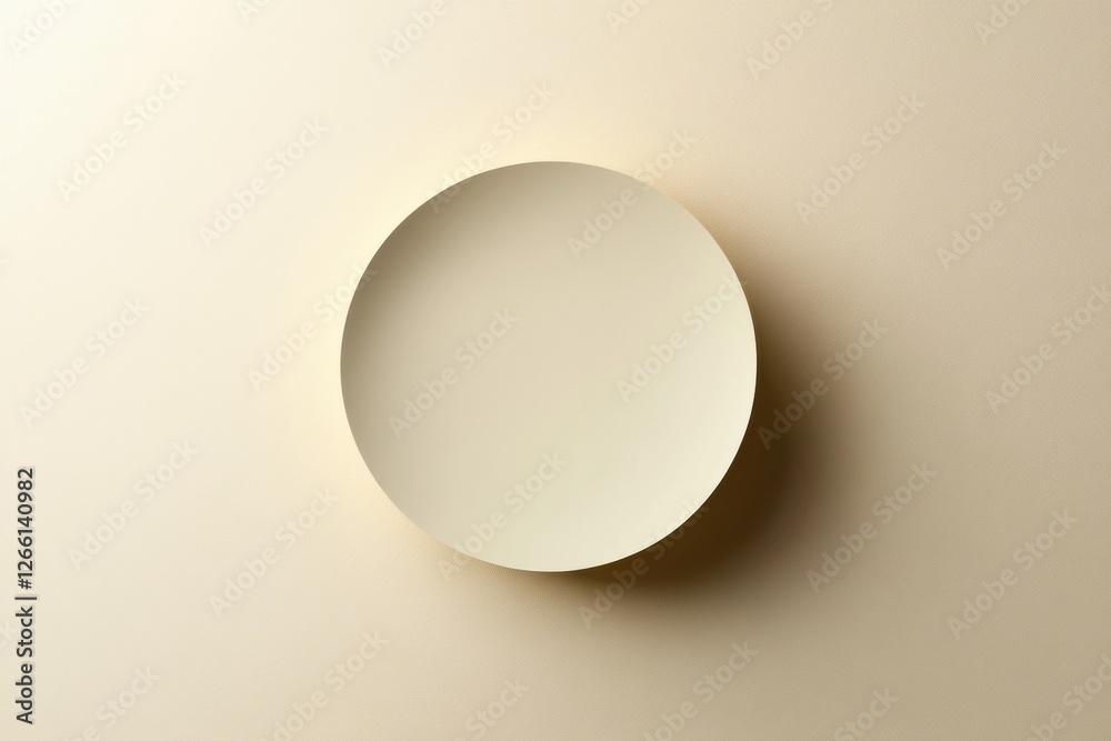 Poster Minimalist design featuring a round disc against a soft beige background creating an elegant visual contrast in natural light. Generative AI