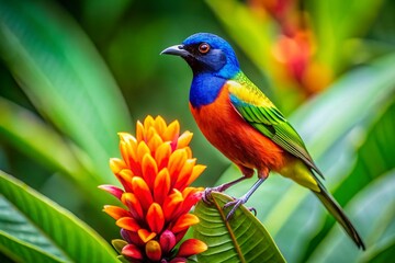 Vibrant Hummingbird in Lush Rainforest - Nature Photography
