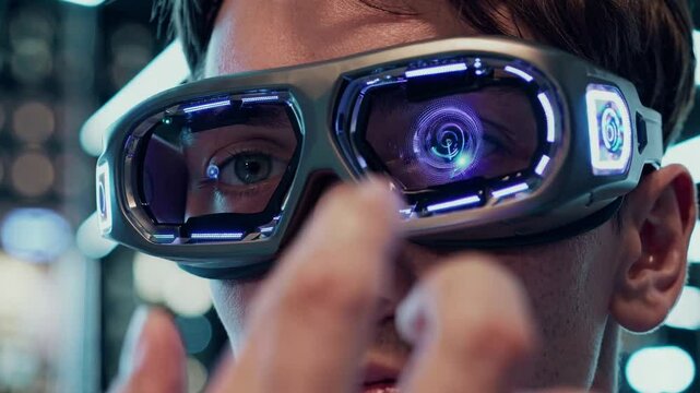 Futuristic User with Advanced Augmented Reality Glasses