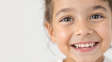 Fototapeta premium Close-up of smiling child with bright eyes and joyful expression