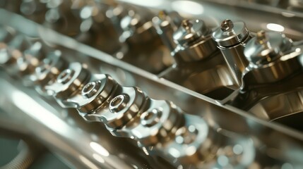 A close-up of a car&acirc;&euro;&trade;s camshaft, showing cam lobes and fine surface details