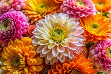 Obraz premium Vibrant Pink, Orange, Yellow & White Flower Bouquet Close-Up