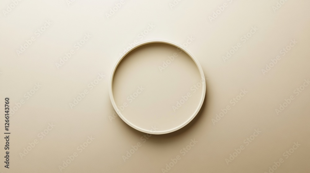 Fototapete simple round plate on a beige background emphasizes minimalistic design and neutral tones for modern