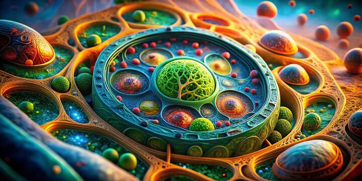 Vibrant Plant Cell Interior: Rough Endoplasmic Reticulum & Water Regulation