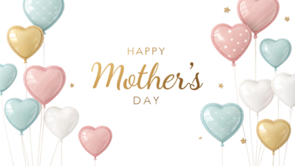 Happy Mother Day gold glitter text isolated on white background as transparent. PNG.AI GENERATED