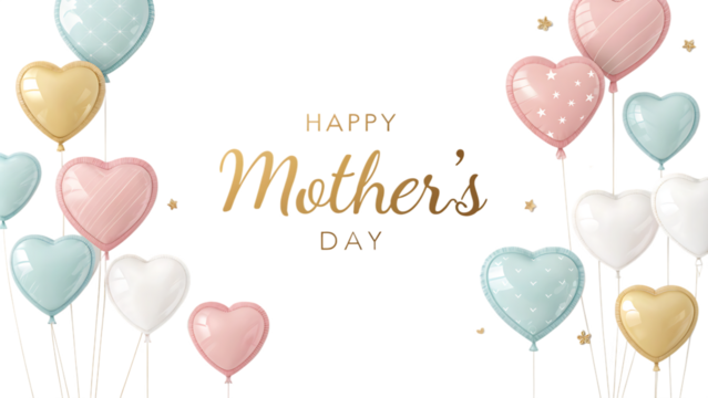 Happy Mother Day gold glitter text isolated on white background as transparent. PNG.AI GENERATED