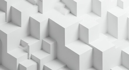 Obraz premium geometric pattern, 3D cubes, isometric design, white and gray, repeating shapes, minimalist texture, abstract background, optical illusion, architectural elements, seamless tiles, monochromatic, clean