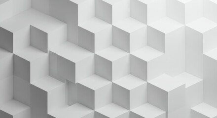 Fototapeta premium geometric pattern, 3D cubes, isometric design, white and gray, repeating shapes, minimalist texture, abstract background, optical illusion, architectural elements, seamless tiles, monochromatic, clean