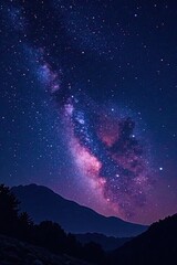 Fototapeta premium Celestial night sky with bright stars and galaxy in the background , cosmos, night sky