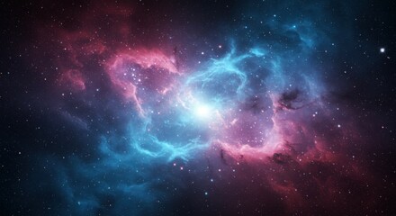 Space nebula, cosmic clouds, vibrant colors, pink and blue hues, starry background, celestial formation, galactic dust, ethereal glow, deep space, astronomical phenomenon, cosmic beauty, interstellar 