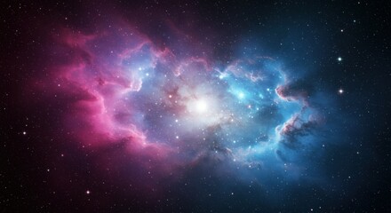 Space nebula, cosmic clouds, vibrant colors, pink and blue hues, starry background, celestial formation, galactic dust, ethereal glow, deep space, astronomical phenomenon, cosmic beauty, interstellar 