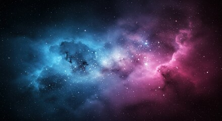 Obraz premium Space nebula, cosmic clouds, vibrant colors, pink and blue hues, starry background, celestial formation, galactic dust, ethereal glow, deep space, astronomical phenomenon, cosmic beauty, interstellar 