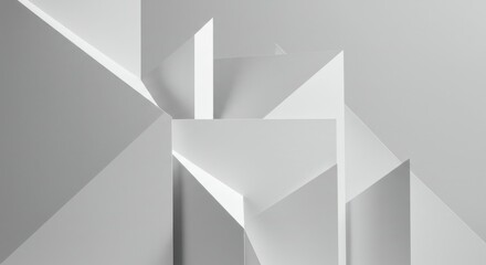 Fototapeta premium minimalist architectural structure, white brick walls, abstract geometric form, stark lighting, strong shadows, empty space, clean lines, monochromatic, high contrast, studio setting, conceptual art, 