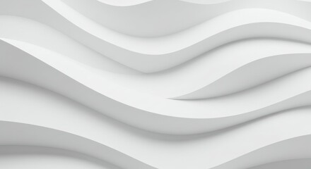 Obraz premium White waves, abstract curves, minimalist design, soft gradients, flowing lines, clean aesthetic, monochromatic pattern, smooth texture, organic shapes, fluid motion, subtle shadows, undulating surface