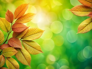 Fototapeta premium Vibrant Spring Leaves on Lush Green Background - Copy Space for Text