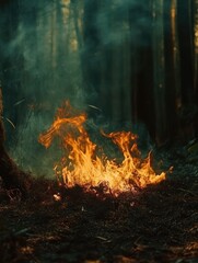 Forest Ablaze, A Visual Depiction of Wildfire's Destructive Power