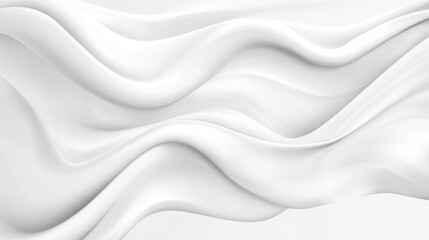 A smooth, flowing abstract design featuring soft white waves. The image creates a sense of tranquility and elegance with its minimalist style.
