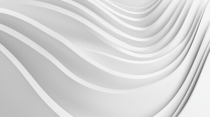 A minimalist design featuring elegantly flowing white waves against a light background, creating a sense of depth and movement.