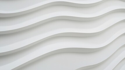 Obraz premium A smooth, wavy white wall design creates an elegant backdrop. The curves add depth and texture to the minimalist aesthetic, creating a serene atmosphere.