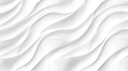 This image features flowing white waves with soft curves and textures, creating a tranquil and calm atmosphere. It's an abstract design with depth.