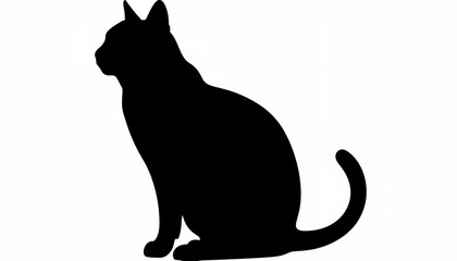 Alert cat silhouette on white background, National Pet Day inspiration