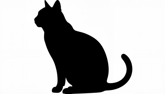 Alert cat silhouette on white background, National Pet Day inspiration