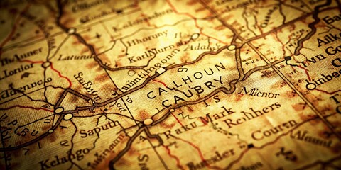 Fototapeta premium Vintage Circular Map of Calhoun County, Arkansas - Retro Geographic Design
