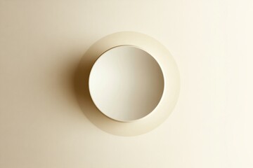Circular light fixture on a smooth, neutral wall creating a calming ambiance in a modern interior space. Generative AI