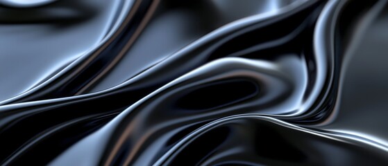 Fototapeta premium Smooth liquid shapes with black metallic style. Dark liquid shapes creating a fluid and futuristic effect.