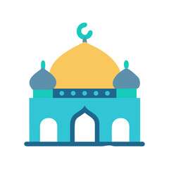 Vibrant Illustration of a Mosque: A Colorful Representation of Islamic Architecture