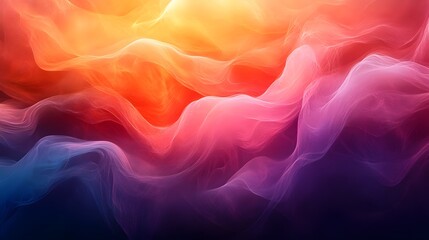 Obraz premium Colorful abstract smoke waves in dreamy gradient shades and ethereal light