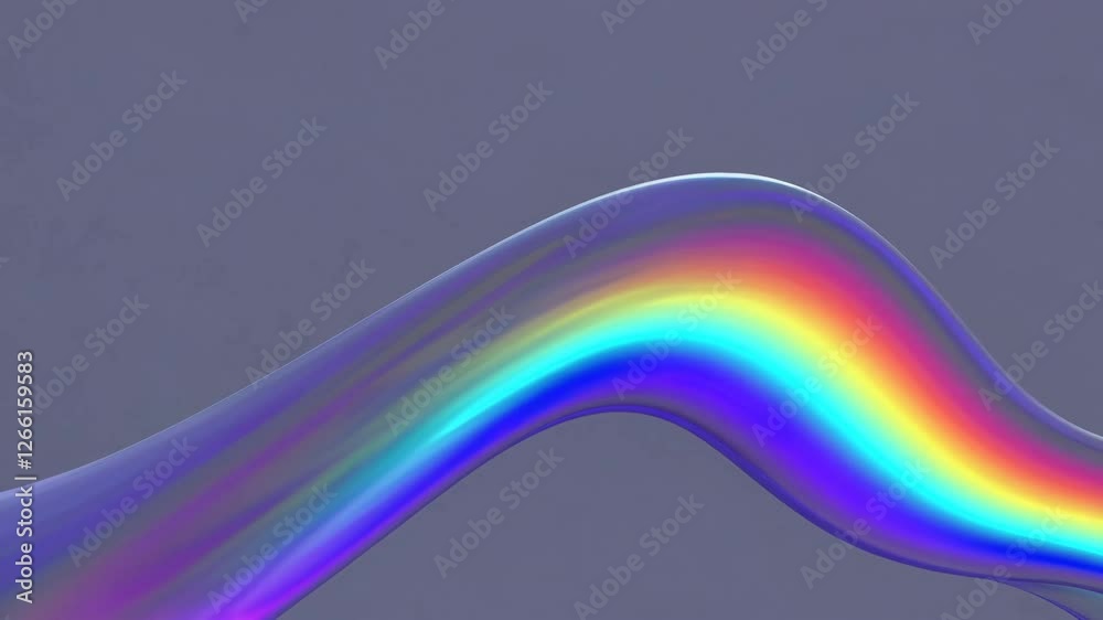 Aufkleber iridescent abstract 3d wave form on a gray background, colorful futuristic design. digital art and c