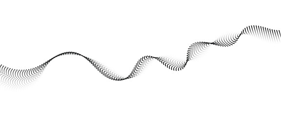 Flowing Dot Wave halftone gradient pattern on transparent background	