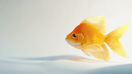 Goldfish swims gracefully in clear water, showcasing vibrant colors and delicate fins under bright light