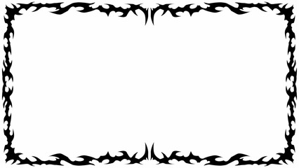 tribal frame with symmetrical abstract shapes, gothic decorative vector design black and white 