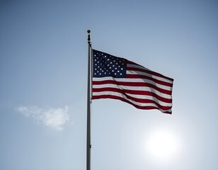 Obraz premium Close-up photo of US flag waving patriotic