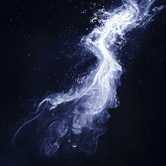 Abstract representation of Laylatul Qadr with flowing light patterns descending from heaven to earth, peaceful night scene