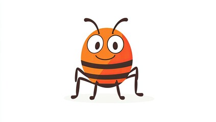 A Happy Orange Striped Bug Cartoon Character