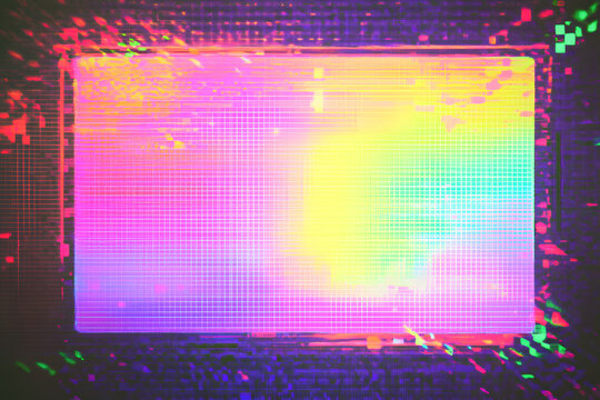 Abstract pastel neon rainbow pixel texture bg video screen. tv pattern background square noise effect.  Modern vhs 8 bit static display element. Futuristic broadcast gradient banner for television.