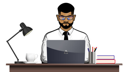 Professional working on his desk