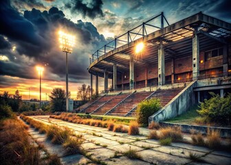 Vintage Stadium Lights Urban Exploration Football Rugby T-Shirt Design