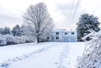 Winter house after snow storm  