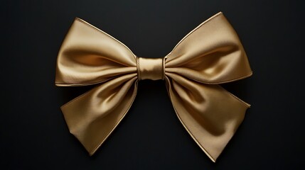 Elegant Golden Bow on Black Background: A Symbol of Luxury and Celebration