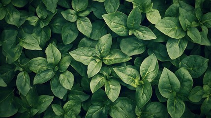 Lush Green Foliage: A Textured Tapestry of Emerald Leaves