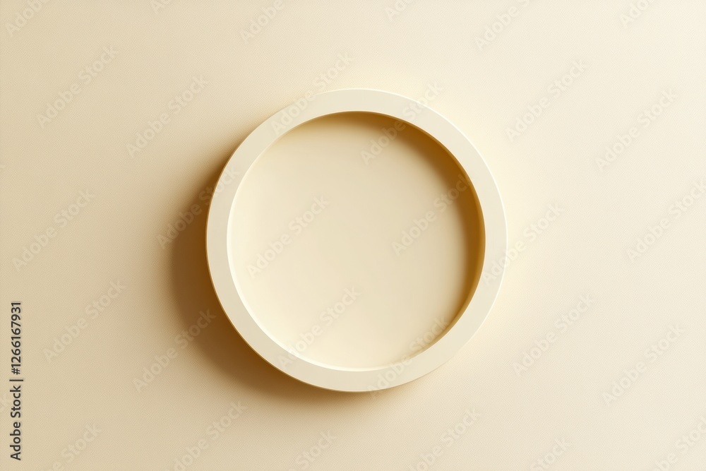 Poster Modern circular design element in soft cream color against a neutral background. Generative AI