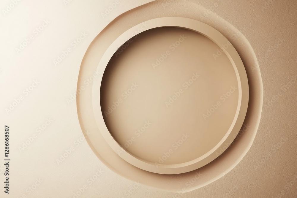 Leinwandbilder circular geometric design in warm neutral tones on smooth textured background. generative ai