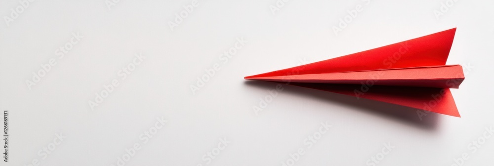 Poster red paper plane symbolizes innovative business strategy for achieving success and solving challenges