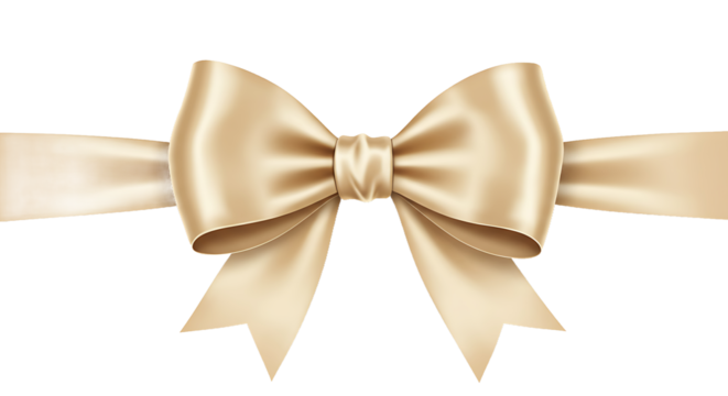 Elegant Gold Ribbon Bow Gift Wrapping Decoration  Realistic Design